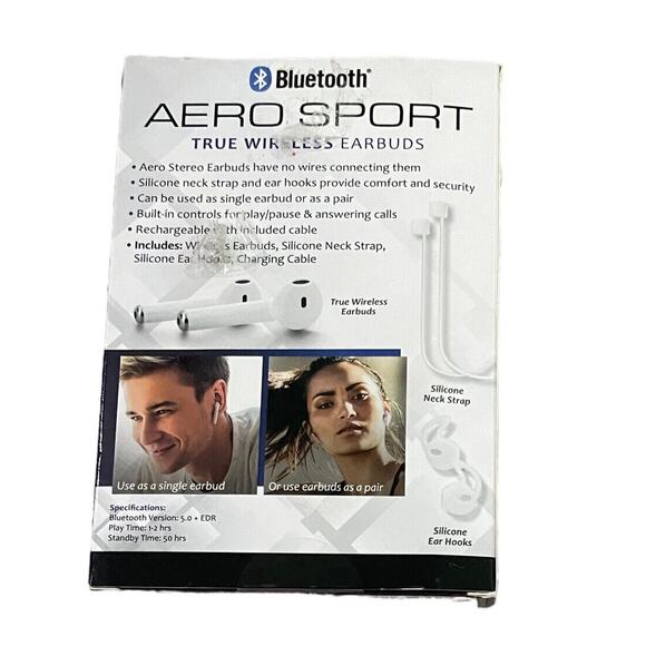 Bluetooth Aero Sport True Wireless Earbuds with Mic Sports Kit NEW OPEN BOX - Picture 2 of 3